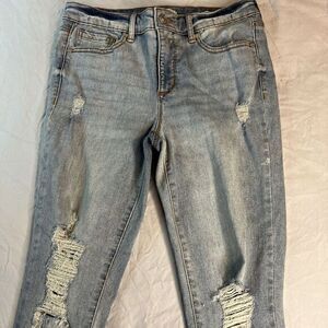 Sofia Womens Jeans Size 6 Blue Denim Distressed Skinny‎ Tapered Leg Pockets